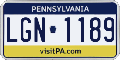 PA license plate LGN1189