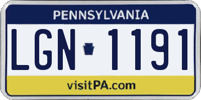 PA license plate LGN1191