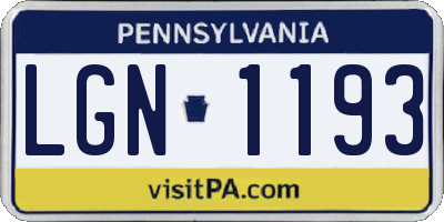 PA license plate LGN1193