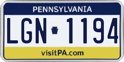 PA license plate LGN1194