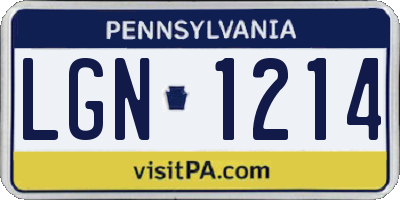 PA license plate LGN1214