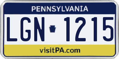 PA license plate LGN1215