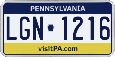 PA license plate LGN1216