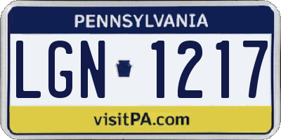 PA license plate LGN1217
