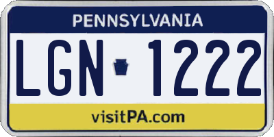 PA license plate LGN1222