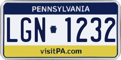 PA license plate LGN1232