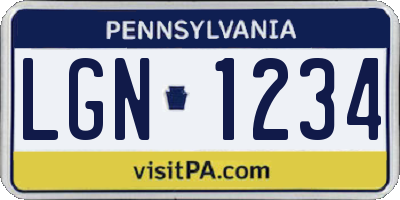 PA license plate LGN1234