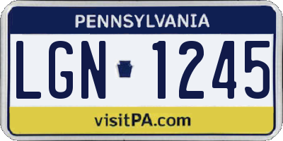 PA license plate LGN1245