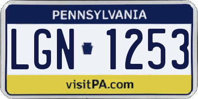 PA license plate LGN1253