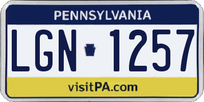 PA license plate LGN1257