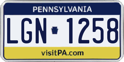 PA license plate LGN1258