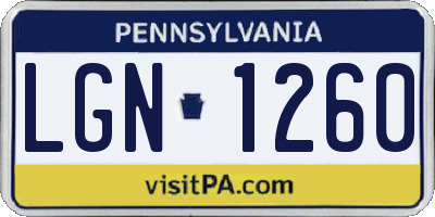 PA license plate LGN1260