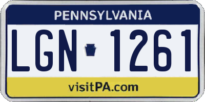 PA license plate LGN1261