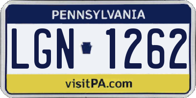 PA license plate LGN1262