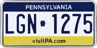 PA license plate LGN1275