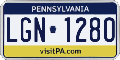 PA license plate LGN1280