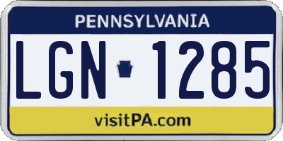 PA license plate LGN1285