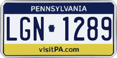 PA license plate LGN1289