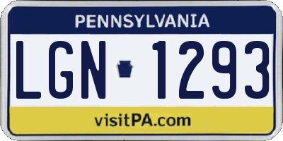 PA license plate LGN1293