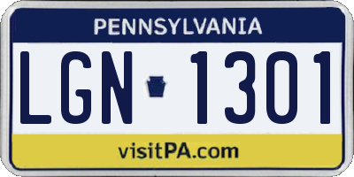 PA license plate LGN1301