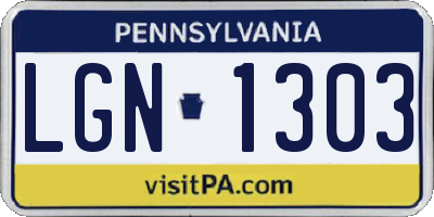 PA license plate LGN1303