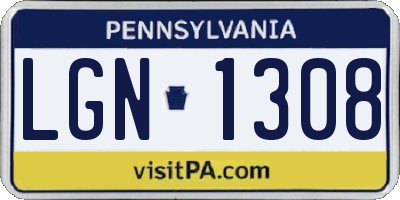 PA license plate LGN1308