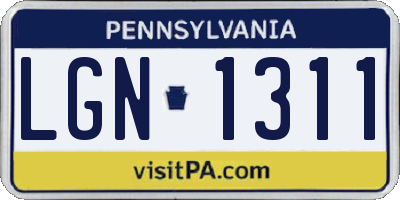 PA license plate LGN1311