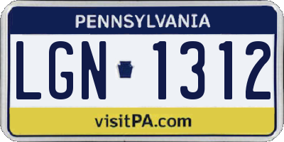 PA license plate LGN1312