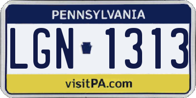 PA license plate LGN1313