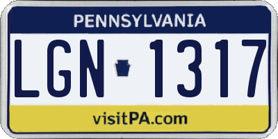 PA license plate LGN1317