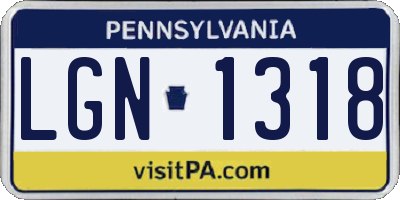 PA license plate LGN1318