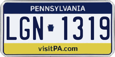PA license plate LGN1319