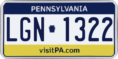 PA license plate LGN1322