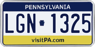 PA license plate LGN1325
