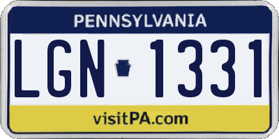 PA license plate LGN1331
