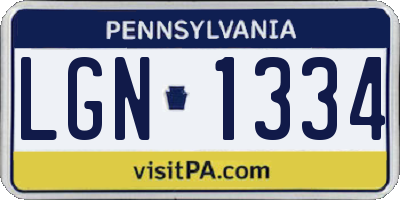 PA license plate LGN1334