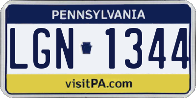 PA license plate LGN1344