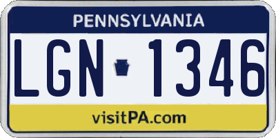 PA license plate LGN1346