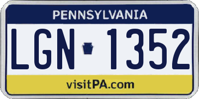 PA license plate LGN1352