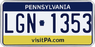 PA license plate LGN1353