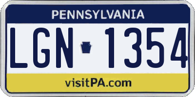 PA license plate LGN1354