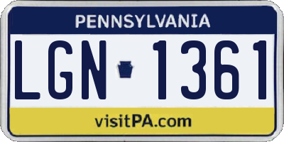 PA license plate LGN1361