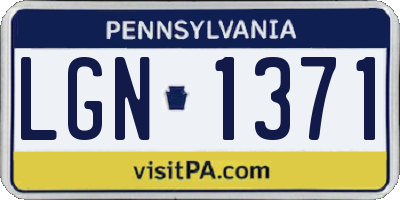 PA license plate LGN1371