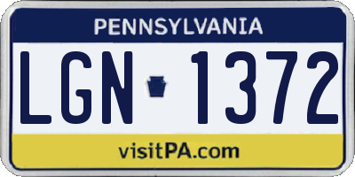 PA license plate LGN1372
