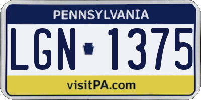PA license plate LGN1375