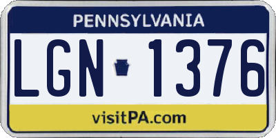PA license plate LGN1376