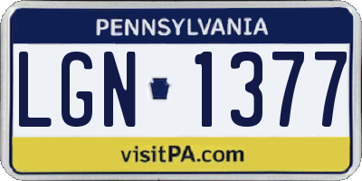 PA license plate LGN1377