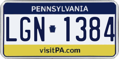 PA license plate LGN1384