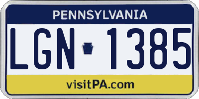 PA license plate LGN1385