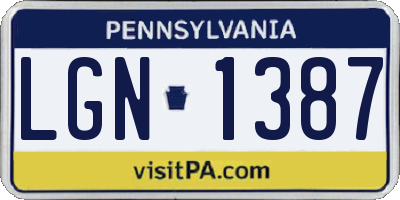 PA license plate LGN1387